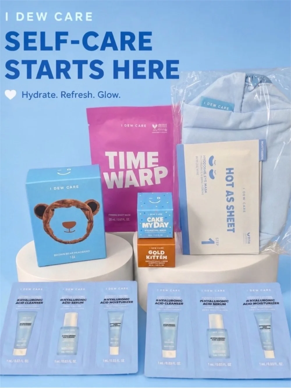 I Dew Care Double Self Care Skincare Mask Bundle Headbands New